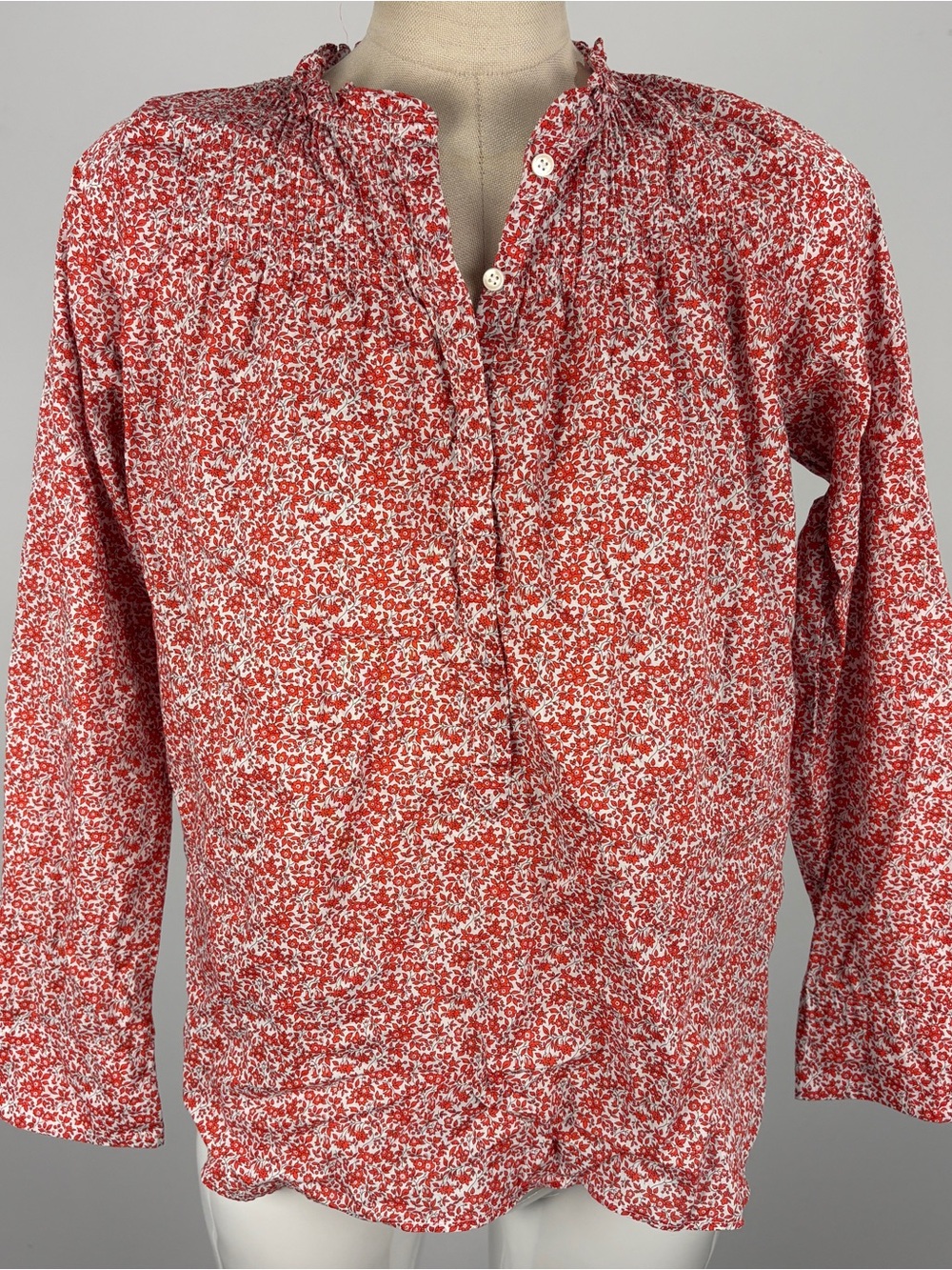 J.Crew x Liberty Fabric Red Floral Ruffle Popover Blouse Top 4 Cottagecore